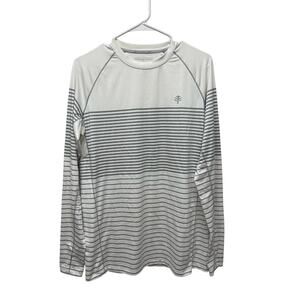 Coolibar Men's Agility Long Sleeve Performance T-Shirt white gray striped M